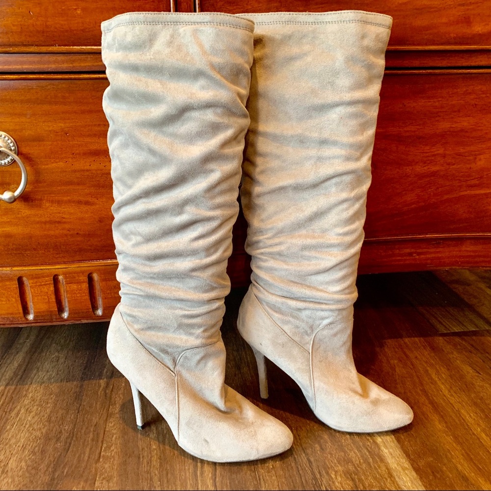 Jennifer Lopez Light Grey "Audrey" Suede Boots